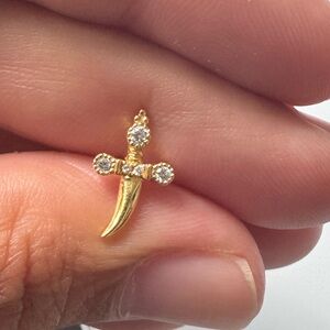 Maria Tash Gold and Silver Cross Earring